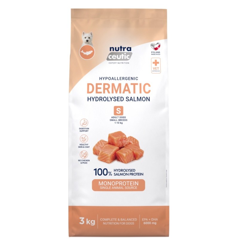 Łosoś z ryżem (Dermatic) dla ras małych karma  hydrolizowana 3kg - Baltica Nutraceutic Hydrolysed