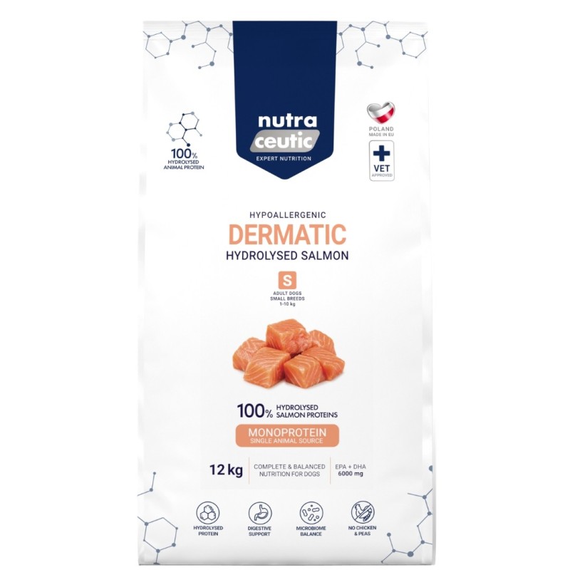 Łosoś z ryżem (Dermatic) dla ras małych karma  hydrolizowana 12kg - Baltica Nutraceutic Hydrolysed
