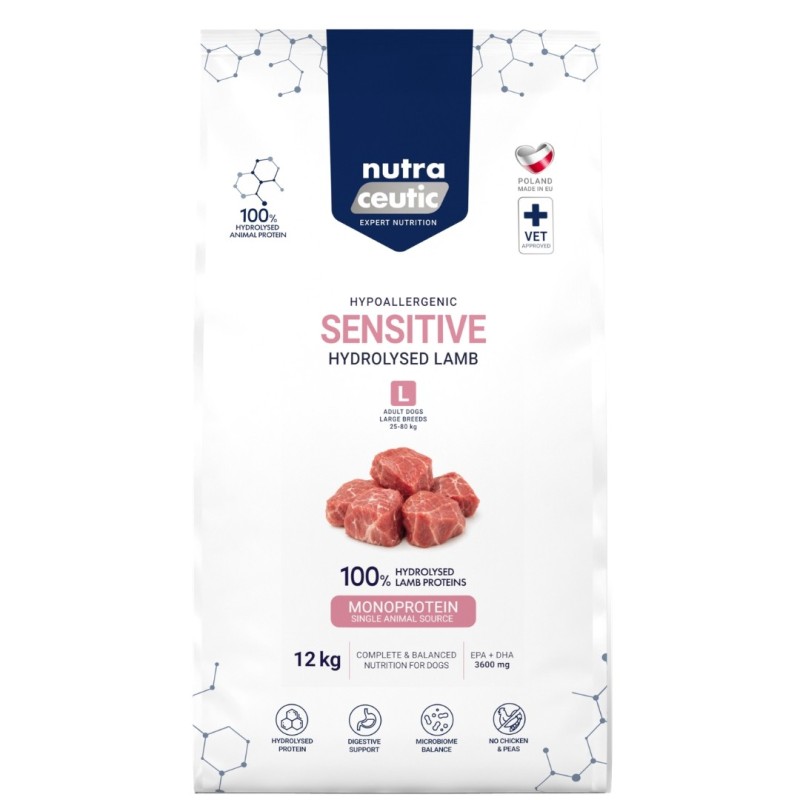Jagnięcina z ryżem (Sensitive) dla psów ras dużych karma hydrolizowana 12kg - Baltica Nutraceutic Hydrolysed